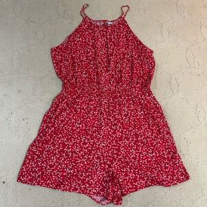 Old Navy Red Floral Jumpsuit